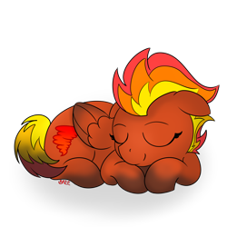 Size: 5000x5000 | Tagged: safe, artist:breebree, oc, oc only, oc:tinderbox, pegasus, pony, ash, dirty, dusty, ears back, eyelashes, female, fiery mane, fiery tail, folded wings, lying down, mare, mean mare, mohawk, orange fur, orange hair, orange mane, pegasus oc, punk, pyro, red hair, red mane, simple background, sleeping, smiling, snoozing, solo, soot, sootsies, transparent background, wings, yellow hair, yellow mane