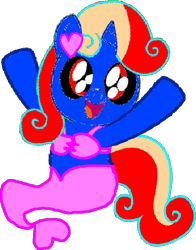 Size: 467x596 | Tagged: safe, artist:angrymetal, oc, oc only, oc:angrymetal, mermaid, merpony, pony, unicorn, 1000 hours in ms paint, bra, clothes, female, filly, fish tail, foal, heart, hooves in air, horn, mermaidized, needs more saturation, simple background, smiling, species swap, tail, transparent background