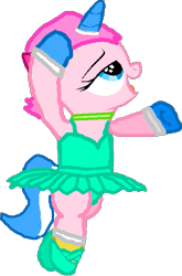 Size: 461x700 | Tagged: safe, artist:angrymetal, pony, unicorn, ballerina, ballet, ballet slippers, bipedal, clothes, crossover, dancing, female, filly, foal, horn, lego, ponified, simple background, smiling, transparent background, unikitty, unikitty!
