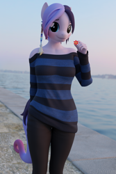 Size: 3840x5760 | Tagged: safe, artist:hunterz263, oc, oc only, oc:yves, earth pony, anthro, plantigrade anthro, 3d, 5k, absurd resolution, anthro oc, blender, blushing, clothes, ear piercing, eyebrows, female, flower, looking at you, nexgen, not sfm, outdoors, piercing, smiling, solo, sweater