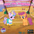 Size: 1080x1080 | Tagged: safe, gameloft, diamond tiara, scootaloo, g4, advertisement, beach, sports, summertime diamond tiara, tree, volleyball net