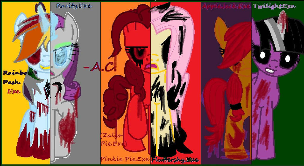 #2882994 - grimdark, artist:artistiacons, applejack, fluttershy, pinkie ...