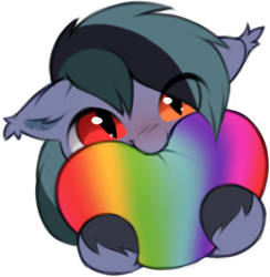 Size: 596x610 | Tagged: safe, artist:astralblues, oc, oc only, oc:scrimmy, bat pony, pony, bat pony oc, cute, heart, heterochromia, male, ocbetes, simple background, solo, stallion, transparent background, unshorn fetlocks