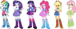 Size: 797x307 | Tagged: safe, edit, edited screencap, editor:pascalmulokozi2, screencap, applejack, fluttershy, pinkie pie, rainbow dash, rarity, twilight sparkle, human, equestria girls, g4, my little pony equestria girls, background removed, eqg promo pose set, equestria girls prototype, humane five, humane six, prototype, simple background, transparent background, twilight sparkle (alicorn)