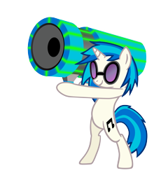 Size: 1332x1447 | Tagged: safe, artist:120percentcool, dj pon-3, vinyl scratch, pony, unicorn, g4, bass cannon, belly, bipedal, cannon, cannon ponies, simple background, solo, transparent background