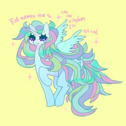 Size: 1134x1134 | Tagged: safe, artist:cutesykill, princess celestia, alicorn, pony, g4, dialogue, lidded eyes, smiling, solo, sparkles, spread wings, wings