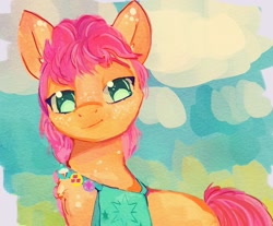 Size: 1024x849 | Tagged: safe, artist:bug-roux, sunny starscout, earth pony, pony, g5, female, lidded eyes, mare, solo