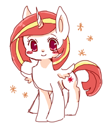 Size: 450x521 | Tagged: safe, artist:tsukuda, oc, oc:poniko, alicorn, pony, blushing, smiling, solo