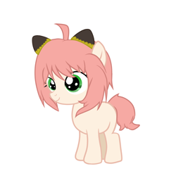 Size: 2000x2000 | Tagged: safe, artist:aidayinyoudeduolushou, earth pony, pony, anime, anya forger, female, filly, foal, high res, ponified, simple background, solo, spy x family, white background