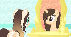 Size: 1280x669 | Tagged: safe, artist:cindystarlight, oc, oc:cindy, alicorn, pegasus, pony, female, mare, mirror