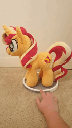 Size: 720x1280 | Tagged: safe, artist:fire-topaz, sunset shimmer, human, pony, g4, animated, hand, irl, irl human, photo, plushie, solo, webm