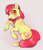 Size: 646x743 | Tagged: safe, artist:zombiedoggy, apple bloom, earth pony, pony, g4, adorabloom, alternate cutie mark, blushing, bowtie, cute, female, older, older apple bloom, pencil, pencil behind ear, raised hoof, solo