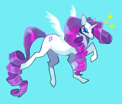 Size: 500x423 | Tagged: safe, artist:cutesykill, rarity, alicorn, pony, g4, alicornified, eyes closed, flying, race swap, raricorn, solo, sparkles, spread wings, wings