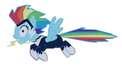 Size: 666x375 | Tagged: safe, artist:benpictures1, rainbow dash, zapp, pegasus, pony, g4, power ponies (episode), cute, dashabetes, female, gritted teeth, inkscape, mare, power ponies, shocked, simple background, teeth, transparent background, vector