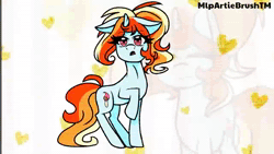 Size: 640x360 | Tagged: safe, artist:artiebrushiez, oc, oc only, oc:artie brush, pony, unicorn, 2017, animated, animation meme, blushing, clothes, dancing, eyes closed, female, floppy ears, heart, horn, looking at you, mare, multicolored hair, music, paint, paintbrush, ponytail, rainbow hair, raised hoof, scarf, seeya, smiling, sound, tail, tail wag, text, tissue, tissue box, webm, youtube link