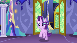 Size: 1280x720 | Tagged: safe, screencap, starlight glimmer, pony, unicorn, g4, no second prances, season 6, cute, female, glimmerbetes, it's coming right at us, mare, smiling, solo, this will end in friendship, twilight's castle