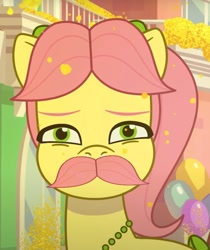 Size: 693x824 | Tagged: safe, edit, edited screencap, editor:drnachtschatten, screencap, posey bloom, earth pony, pony, g5, my little pony: tell your tale, neighfever, spoiler:g5, spoiler:my little pony: tell your tale, spoiler:tyts01e16, facial hair, moustache, poseiplier