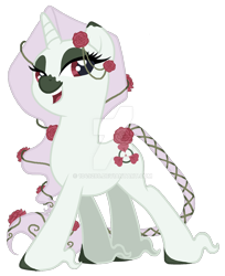 Size: 1024x1257 | Tagged: safe, artist:1049286, pony, unicorn, bella sara, deviantart watermark, female, mare, obtrusive watermark, ponified, rosebriar, rosebriar (bella sara), simple background, solo, transparent background, watermark