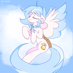 Size: 1800x1800 | Tagged: safe, artist:memengla, oc, pegasus, pony, eyes closed, solo