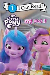 Size: 1600x2400 | Tagged: safe, screencap, izzy moonbow, pipp petals, pegasus, pony, unicorn, g5, izzy does it, my little pony: make your mark, my little pony: make your mark chapter 2, official, spoiler:my little pony: make your mark chapter 2, book, book cover, cover, female, i can read, mare