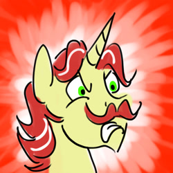 Size: 1280x1280 | Tagged: safe, artist:horsesplease, flam, pony, unicorn, g4, angry, doodle, facial hair, male, moustache, rage, solo, stallion