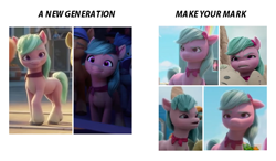 Size: 642x376 | Tagged: safe, edit, screencap, dahlia, earth pony, pony, g5, make your mark, my little pony: a new generation, my little pony: make your mark, amused, comparison, female, mare, unamused