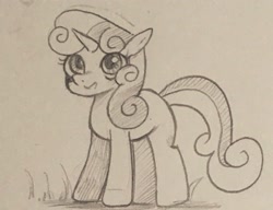 Size: 2048x1573 | Tagged: safe, artist:yuka_mono195, sweetie belle, pony, unicorn, g4, female, filly, foal, horn, solo, traditional art