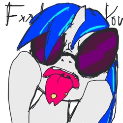 Size: 600x600 | Tagged: safe, artist:um89s, artist:ume89s, dj pon-3, vinyl scratch, pony, unicorn, g4, censored, censored vulgarity, female, glasses, horn, mare, open mouth, piercing, solo, tongue out, tongue piercing, vinyl's glasses