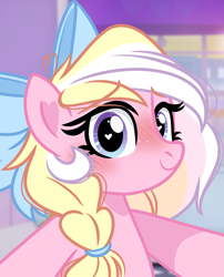 Size: 1821x2250 | Tagged: safe, artist:emberslament, oc, oc only, oc:bay breeze, pegasus, pony, alternate hairstyle, blushing, bow, braid, bust, cute, female, hair bow, heart, heart eyes, looking at you, mare, pegasus oc, selfie, solo, wingding eyes