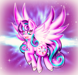 Size: 2118x2034 | Tagged: safe, artist:lightningflashyy, princess flurry heart, alicorn, pony, g4, adult flurry heart, female, high res, mare, older, older flurry heart, open mouth, solo, speedpaint, spread wings, white pupils, wings