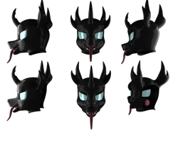 Size: 2500x2000 | Tagged: safe, changeling, 3d, 3d model, commission, gag, high res, mask, simple background, tongue out, transparent background