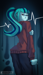 Size: 2294x4000 | Tagged: safe, artist:haku nichiya, sonata dusk, human, equestria girls, g4, crying, sad, solo