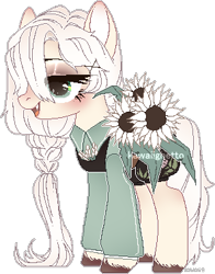 Size: 296x378 | Tagged: safe, artist:kawaiighetto, oc, oc only, earth pony, pony, bedroom eyes, clothes, earth pony oc, flower, simple background, smiling, solo, transparent background, unshorn fetlocks