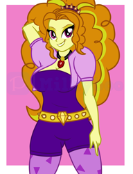 Size: 3944x5136 | Tagged: safe, artist:milkyboo898, adagio dazzle, human, equestria girls, breasts, busty adagio dazzle, female, grin, looking at you, smiling, smiling at you, solo