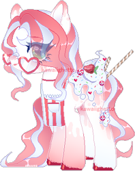 Size: 309x390 | Tagged: safe, artist:kawaiighetto, oc, oc only, earth pony, pony, earth pony oc, food, glasses, ice cream, simple background, smiling, solo, transparent background, unshorn fetlocks