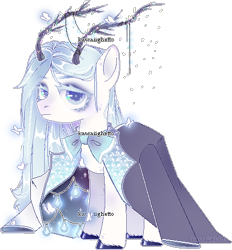 Size: 421x453 | Tagged: safe, artist:kawaiighetto, oc, oc only, pony, antlers, clothes, dress, frown, simple background, solo, transparent background, unshorn fetlocks