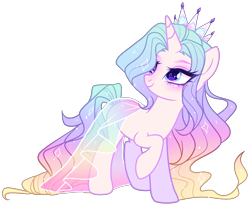 Size: 1562x1280 | Tagged: safe, artist:gihhbloonde, oc, oc only, unnamed oc, pony, unicorn, adoptable, base used, blue eyes, closed mouth, clothes, crown, eyeshadow, female, gradient mane, gradient tail, jewelry, long mane, long tail, looking up, makeup, mare, multicolored eyes, pink eyes, raised hoof, regalia, simple background, skirt, smiling, solo, sparkly mane, sparkly tail, standing, tail, tiara, transparent background, turned head
