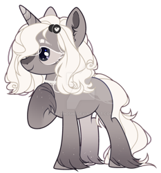 Size: 1024x1098 | Tagged: safe, artist:babyhoshii, oc, oc only, pony, unicorn, base used, deviantart watermark, ear fluff, horn, obtrusive watermark, raised hoof, simple background, smiling, solo, transparent background, unicorn oc, unshorn fetlocks, watermark