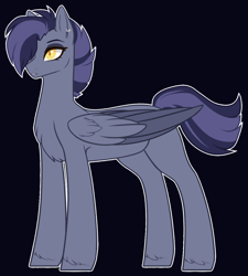 Size: 1128x1256 | Tagged: safe, artist:purplegrim40, oc, oc:rock star, pegasus, pony, chest fluff, colored wings, dark background, female, mare, offspring, parent:limestone pie, parent:thunderlane, pegasus oc, two toned wings, wings