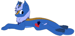 Size: 4000x1939 | Tagged: safe, artist:thekamko, oc, oc only, oc:kamko blueblood, bat pony, dracony, dragon, hybrid, kirin, cloven hooves, ear tufts, heart, horn, kirin-ified, looking back, lying down, male, paws, prone, scales, simple background, solo, species swap, transparent background, unshorn fetlocks