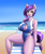 Size: 1600x1900 | Tagged: safe, artist:zachc, pipp petals, pegasus, anthro, g5, beach, big breasts, boob window, breasts, busty pipp petals, clothes, female, huge breasts, mare, one-piece swimsuit, open mouth, solo, stupid sexy pipp petals, swimsuit