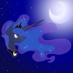 Size: 3000x3000 | Tagged: safe, artist:astralune, princess luna, alicorn, pony, g4, bust, crescent moon, crown, ethereal mane, female, high res, jewelry, mare, moon, night, peytral, regalia, solo, starry mane, starry night, stars