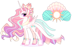 Size: 2680x1742 | Tagged: safe, artist:gihhbloonde, oc, oc only, alicorn, hybrid, pony, alicorn oc, concave belly, female, horn, interspecies offspring, long legs, long mane, long tail, magical lesbian spawn, mare, offspring, parent:princess celestia, parent:queen novo, parents:novolestia, peytral, simple background, slender, solo, tail, tall, thin, transparent background, wings