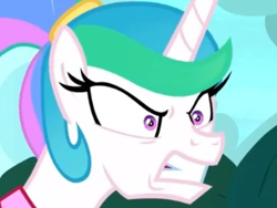 Size: 2048x1536 | Tagged: safe, screencap, princess celestia, alicorn, pony, between dark and dawn, g4, season 9, alternate hairstyle, angry, bust, cute, cutelestia, eyelashes, female, gritted teeth, hairband, madorable, mare, shrunken pupils, solo, teeth