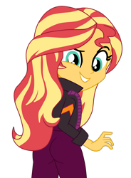 Size: 1400x1899 | Tagged: safe, artist:gmaplay, sunset shimmer, human, equestria girls, g4, how to backstage, my little pony equestria girls: better together, ass, bunset shimmer, butt, female, looking at you, looking back, simple background, solo, transparent background