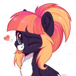 Size: 2067x2067 | Tagged: safe, artist:kaylemi, oc, oc only, pegasus, pony, ;p, bust, chest fluff, ear fluff, female, heart, high res, looking at you, mare, one eye closed, pegasus oc, simple background, tongue out, white background, wink, winking at you