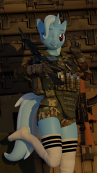 Size: 2160x3860 | Tagged: safe, artist:arcanetesla, trixie, unicorn, anthro, g4, 3d, blender, blender cycles, gun, high res, solo, weapon