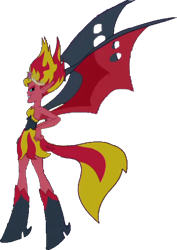 Size: 386x546 | Tagged: safe, artist:pascalmulokozi2, edit, edited screencap, screencap, sunset shimmer, demon, human, equestria girls, g4, my little pony equestria girls, background removed, bare shoulders, big crown thingy, element of magic, female, jewelry, regalia, simple background, sleeveless, solo, strapless, sunset satan, transparent background, wings