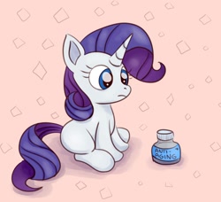 Size: 2000x1824 | Tagged: safe, artist:nedemai, rarity, pony, unicorn, g4, age regression, atg2022, blank flank, female, filly, filly rarity, foal, horn, looking at something, newbie artist training grounds, sitting, solo, younger