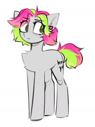 Size: 1156x1544 | Tagged: safe, artist:starlyfly, oc, oc only, earth pony, pony, chest fluff, freckles, simple background, solo, white background